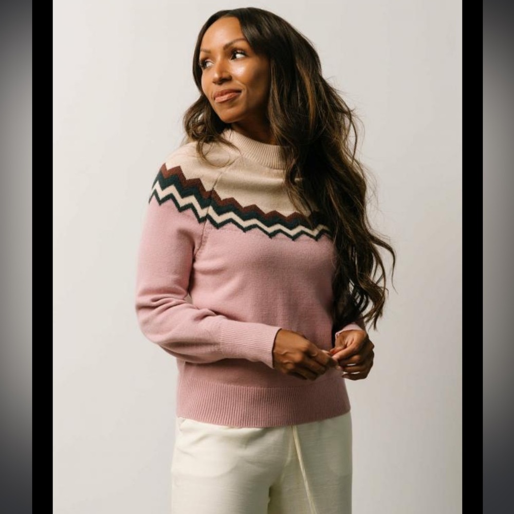 Lush sweater. Baltic Born Womens Dastrup Color Block Sweater Pink Multi. small.